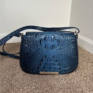 Brahmin Navy Embossed Crossbody Bag